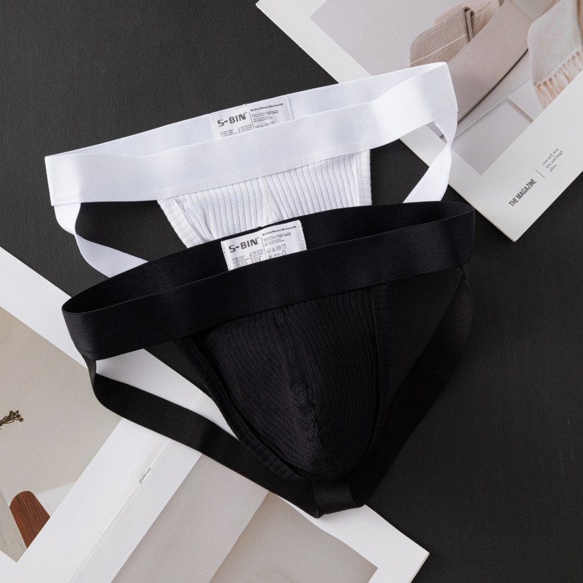 Korean Style Trendy Men's Pure Cotton Double Thong Underwear, U-Shaped Breathable Bikini Briefs, Sexy Low-Rise Cross-Border Dropshipping