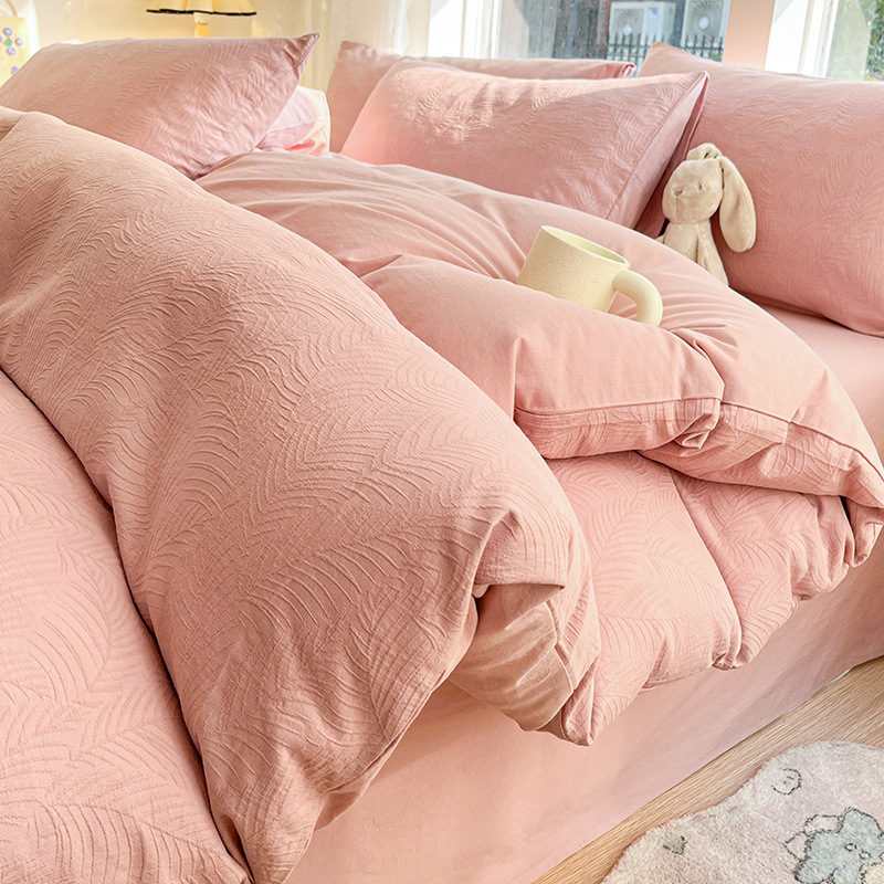 Cama de algodón Cat Man Juego de cuatro piezas de hilo de tres capas de algodón puro 2024 nuevo juego de ropa de cama de tres piezas de ropa de cama de edredón de alta calidad