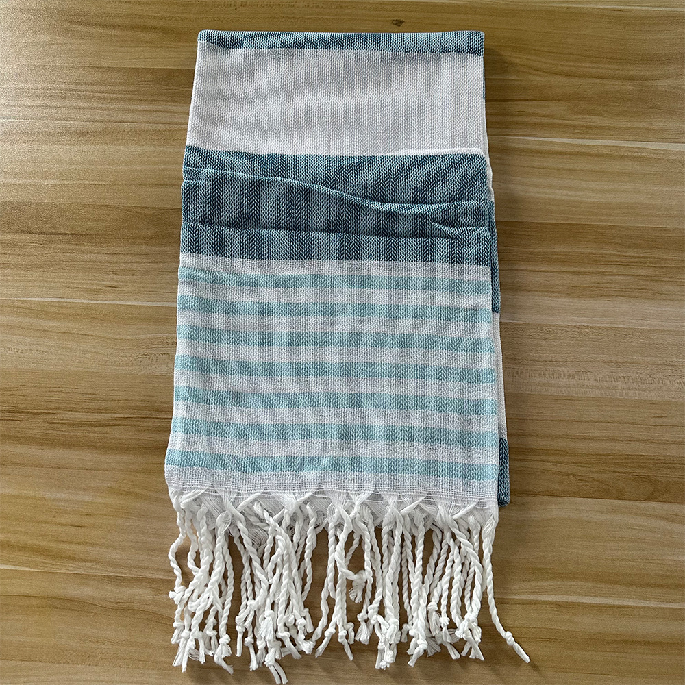 Toalla turca de algodón teñido en hilo, manta de playa de secado rápido con rayas