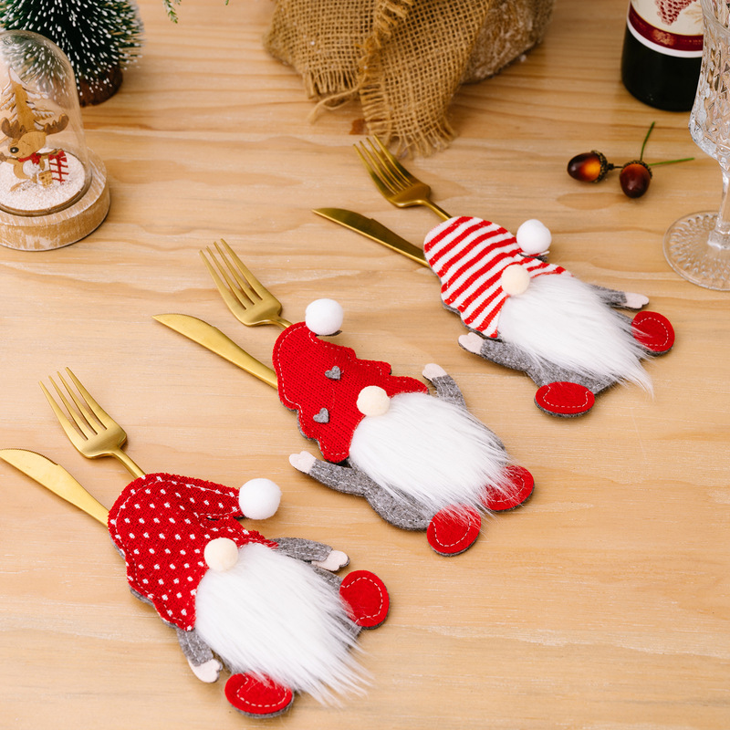 ノームバッグナイフとフォーク新しいクロスボーダークリスマス老人セット顔のないルドルフ食器装飾ナイフとフォーク用品|undefined