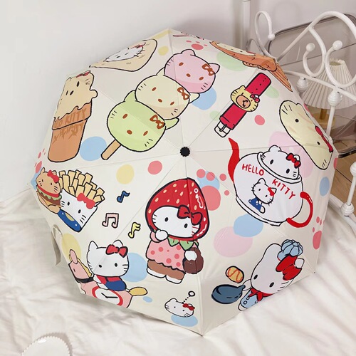 Wholesale Japanese cartoon secondary transparent automatic umbrella internet celebrity fear dog strawberry bear cinnamon dog folding umbrella