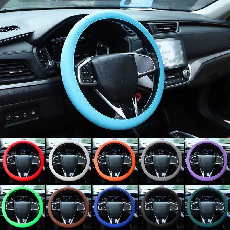 Car steering wheel cover silicone all-season anti-sweat anti-slip handle cover round D-type ultra-thin unisex