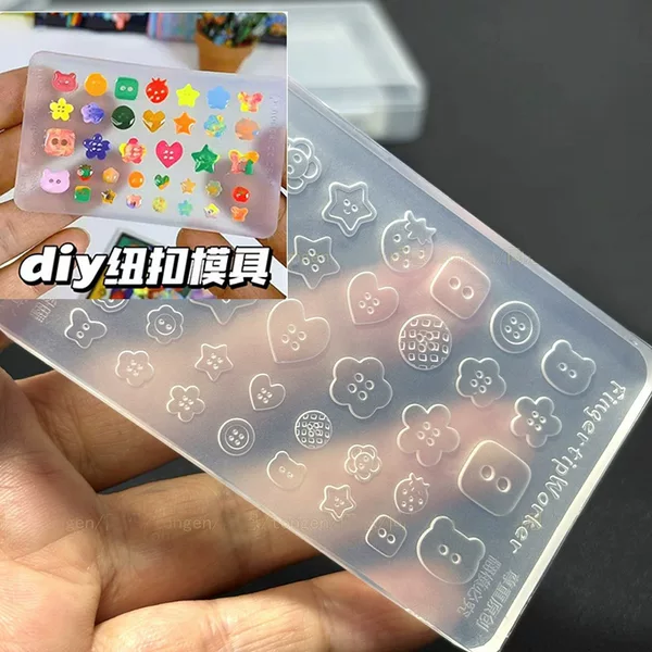 Flat Button Nail Art Handmade Mold DIY Wearable Nail Decoration Nail Artist Special Anti-Oxidation Mold