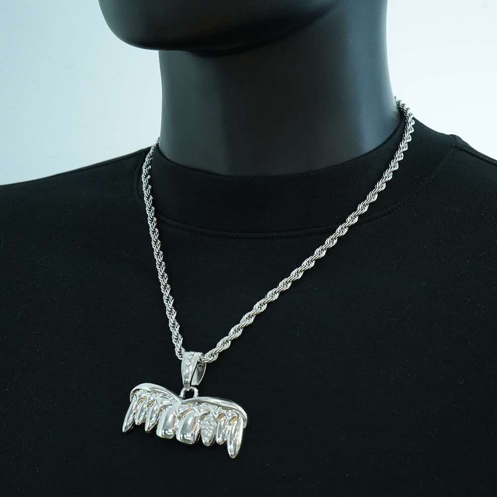 Hip-hop viento completo dientes de oro colgante collar 55cm cadena de torsión accesorios de rap personalidad para hombres joyas al por mayor