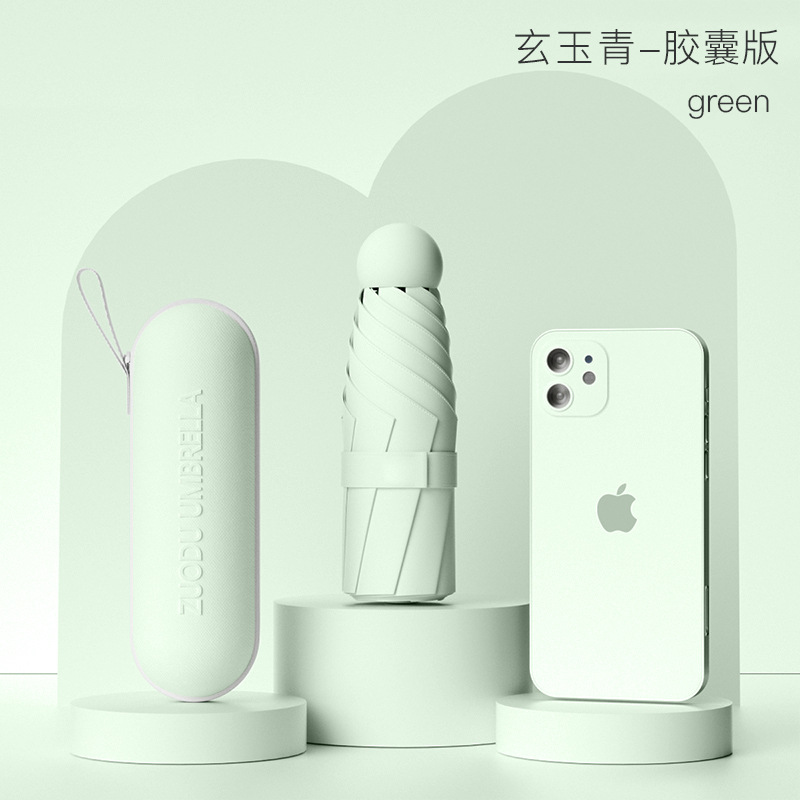 Paraguas personalizadas portátiles protectores solares mini paraguas ultraligero para mujeres sol y lluvia de cápsulas anti-UV