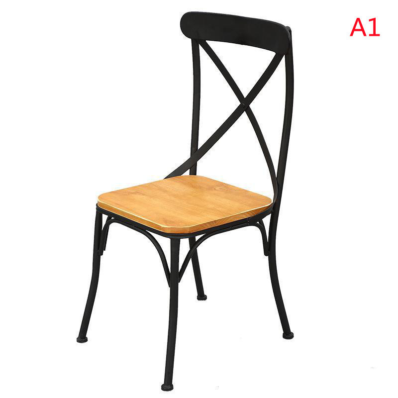 American Style Industrial Chair Household Iron Bar Dining Chair Restaurant Backrest Chair Milk Tea Shop Cafe Leisure Stool