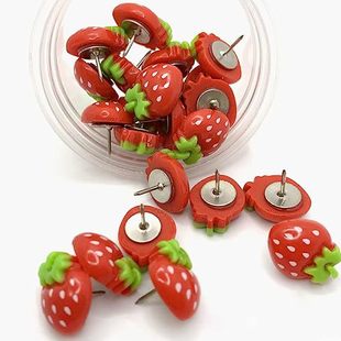 Cross-border new resin small strawberry drawing nail DIY message board photo wall fixed creative fruit big head nail press nail