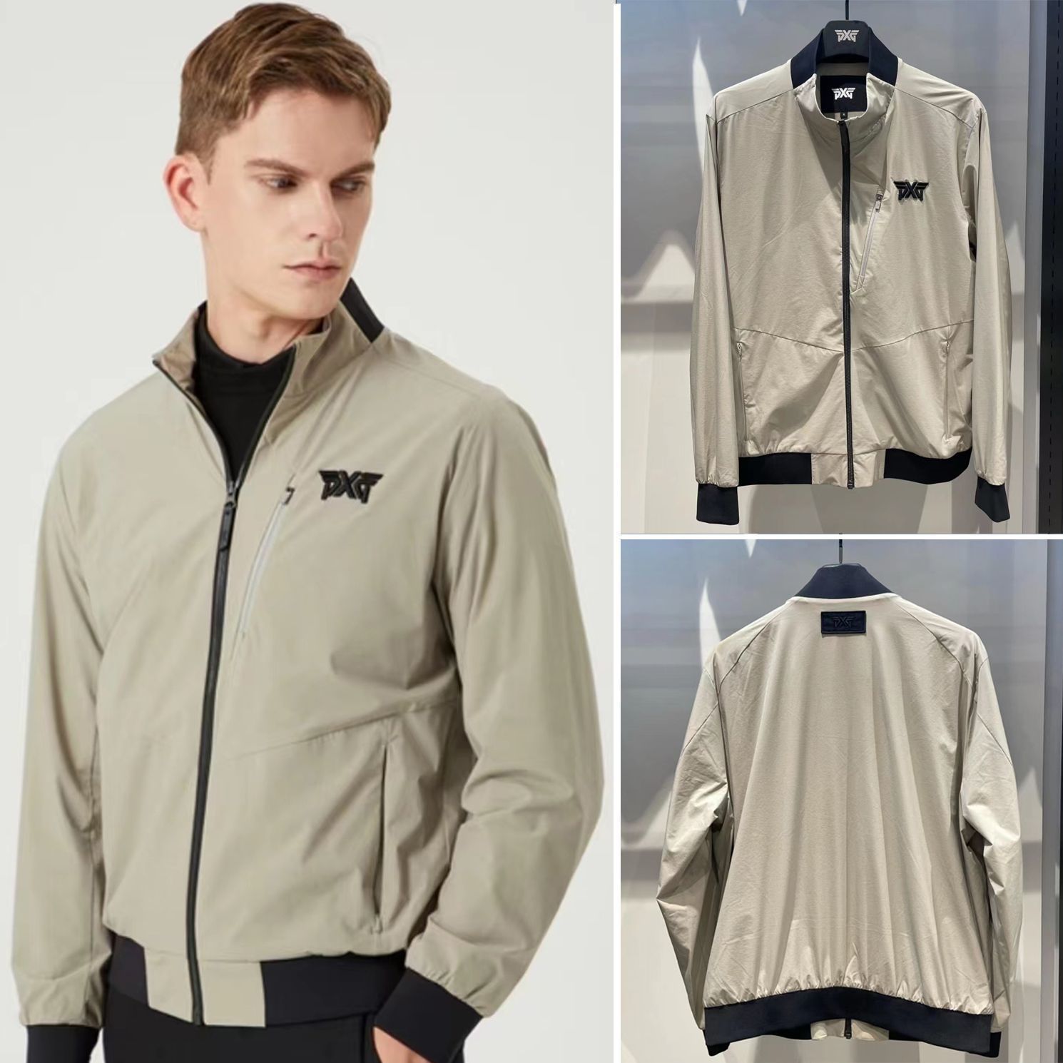 Korean Style Men's 25 Spring Golf Clothing Zipper Stand Collar Long Sleeve Windproof Casual Jacket
