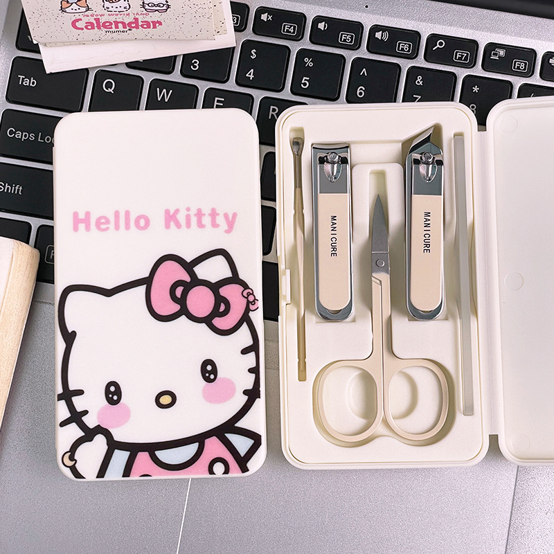 可爱Kitty猫指甲刀套装学生卡通便携指甲剪指甲钳美甲工具全套盒|undefined