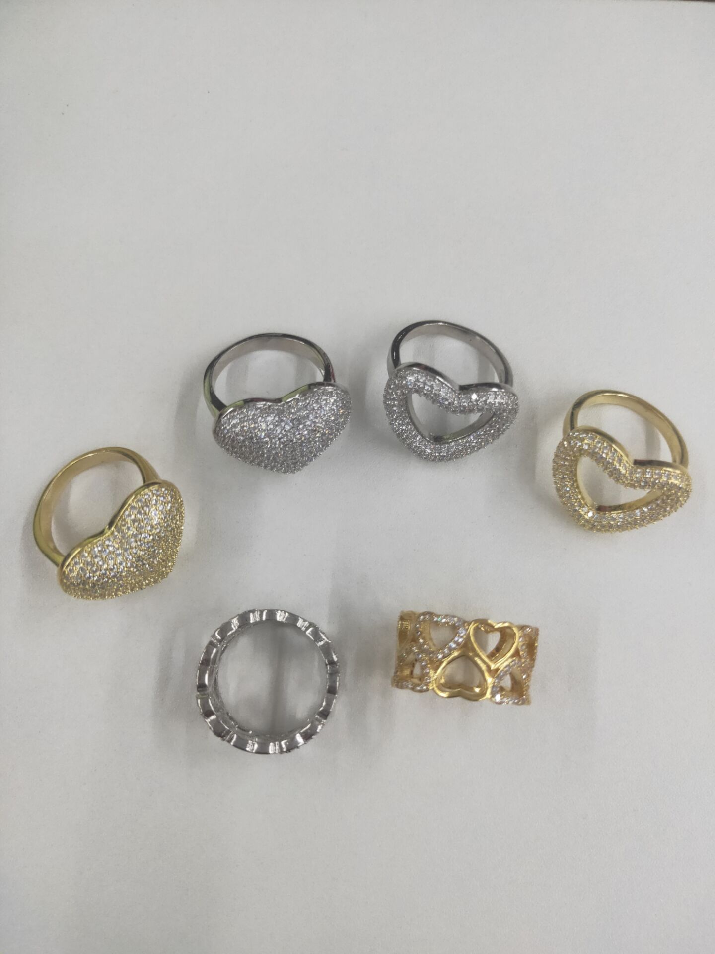 Plating Design Fashion Style Korean Hollow Heart-shape Copper Micro-inlaid Zircon Ring Wholesale