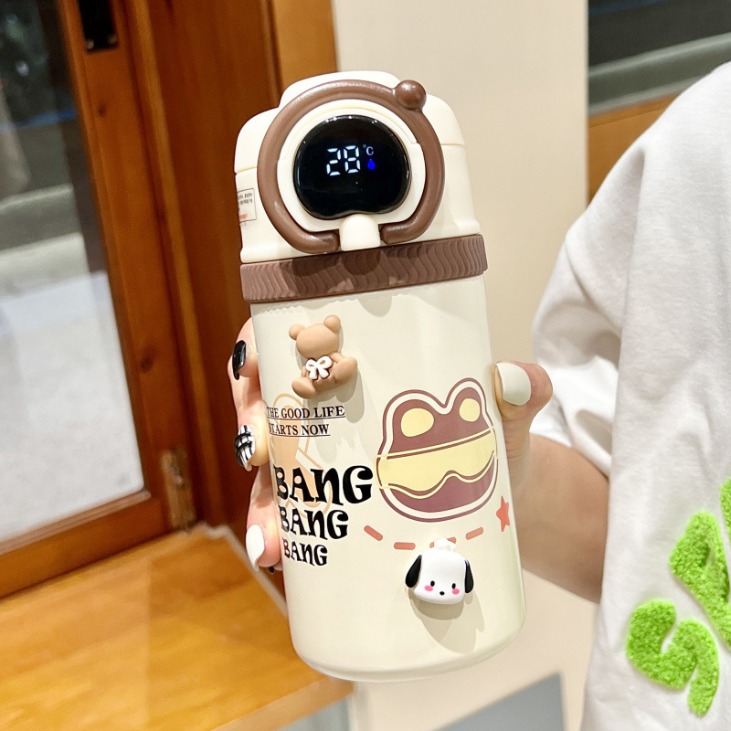 儿童智能显温保温杯女可爱高颜值小学生水壶上学大容量便携水杯