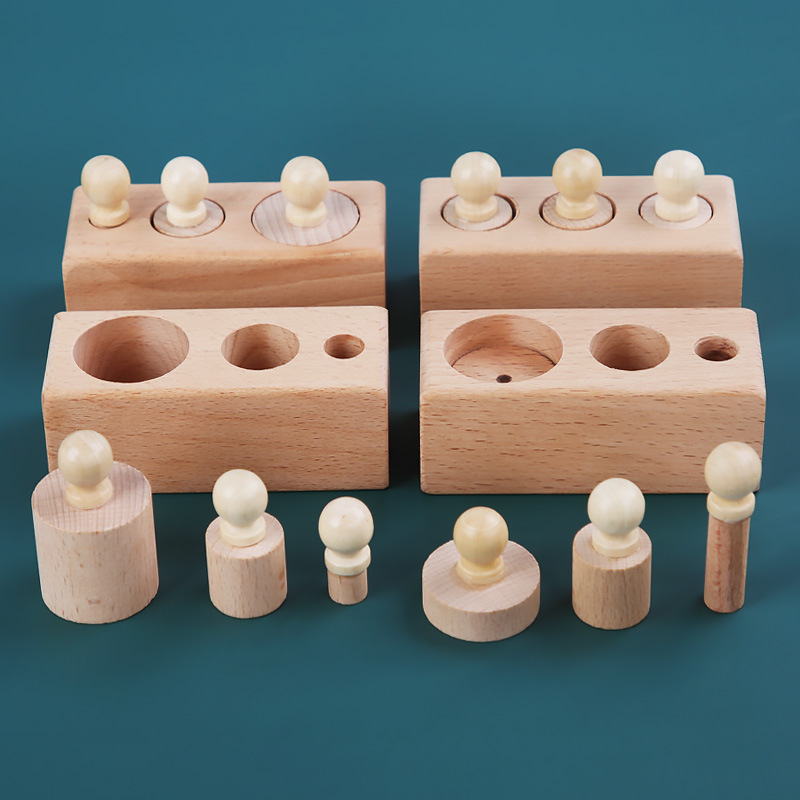 Madera Montessori ayudas didácticas de los niños educación temprana educativa iluminación cognitiva color socket cilindro