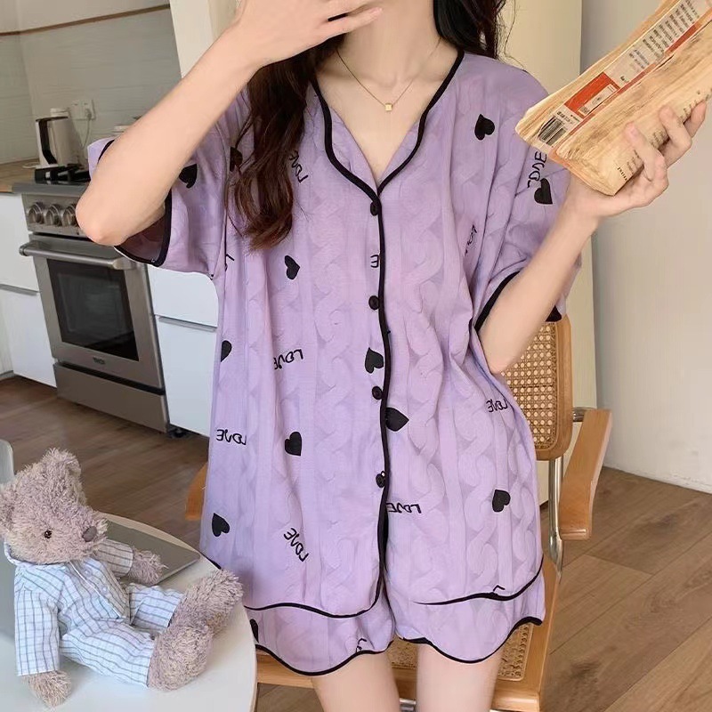 Pijamas para mujer, verano 2025, nuevo estilo, pantalones cortos de manga corta, talla grande, lindos, florales, conjunto para estar en casa image 17