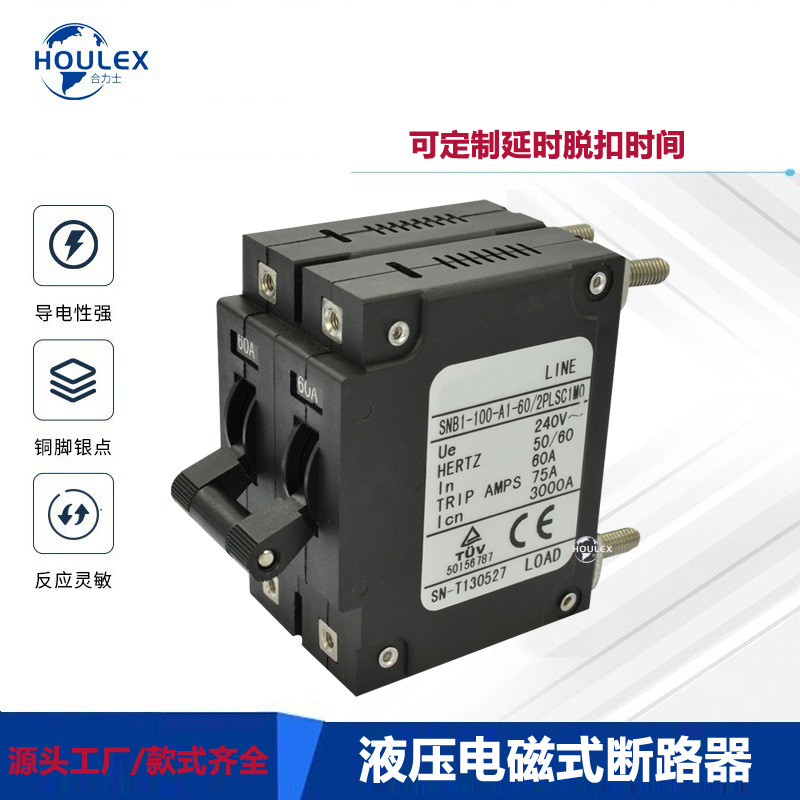 交直流液压电磁式断路器 螺钉安装 长手柄操作 SNB1-100-2P
