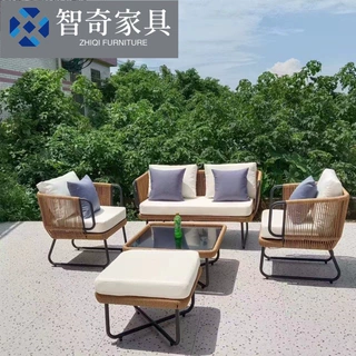 户外沙发庭院防水防晒花园阳台藤椅茶几组合咖啡厅休闲藤编椅家具