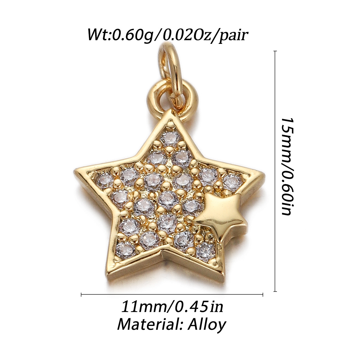 4g Weight Pendant Jewelry Making Type Gold Plated Plating Material Zircon Inlay Material 1 Piece Quantity Holiday, Daily Occasion Copper Material Geometric, Star, Moon Pattern Women's Gender Enamel Design Simple Style Style 1 Piece Copper Zircon Gold Plated Geometric Star Moon Pendant 14