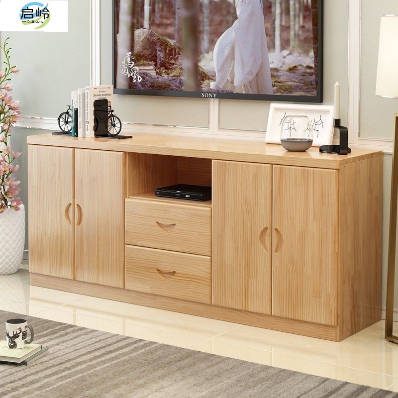 Ql Modern Minimalist Pine Solid Wood Tv Cabinet Tall Living Room Small Apartment Storage Cabinet
