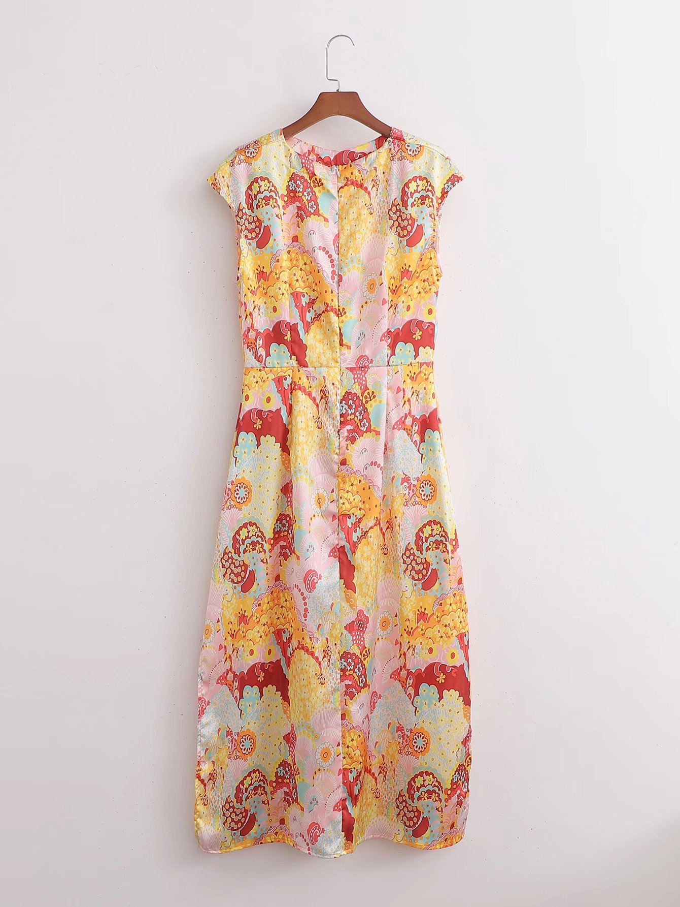 slim round neck sleeveless flower print dress NSAM129252