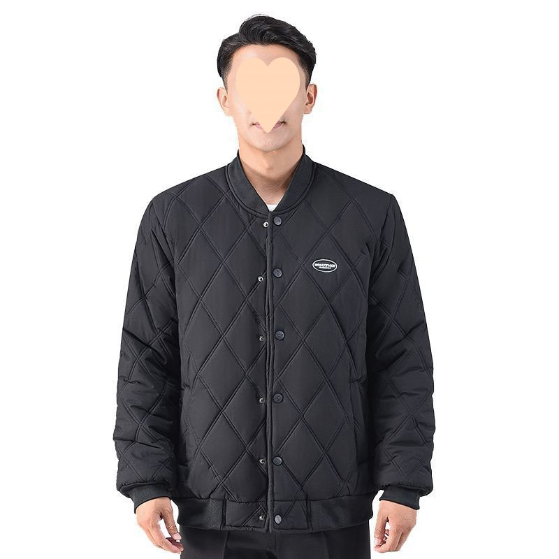 겨울 새로운 중년 남성용 코튼 패딩 의류 야구 칼라 코튼 패딩 재킷 경량 탑 마름모꼴 두꺼운 느슨한 노인 재킷