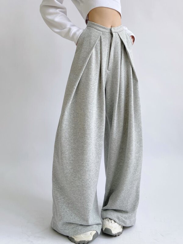 American-style design suit pants women's Yupi suit pants wide-leg pants draping casual mopping pants meat-covering cool pants fashion