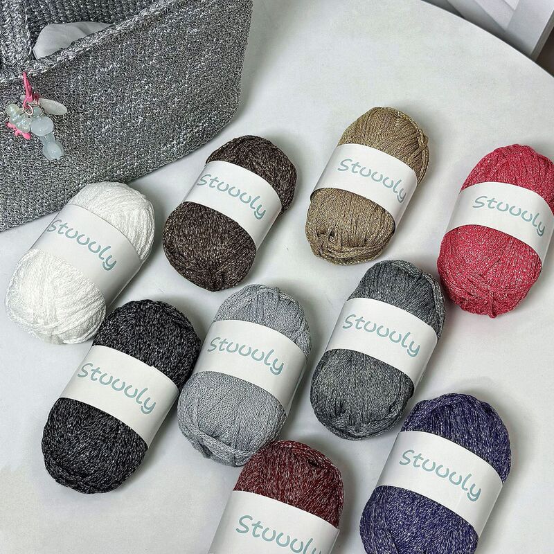 Shiny silver hollow cotton round strand yarn wool flow silver flash yarn diy hand woven material bag wholesale Shiny silver hollow cotton round strand yarn wool flow silver flash yarn diy hand woven material bag wholesale
