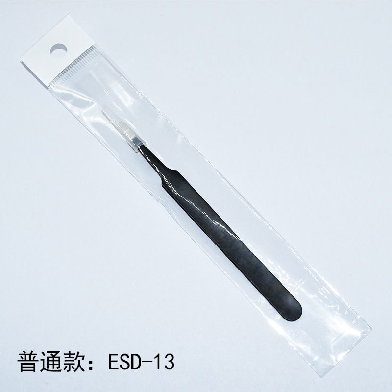 Pinzas de acero inoxidable para manualidades, pinzas puntiagudas para decoración de uñas, pestañas postizas, herramienta antiestática ESD-15 para bisutería.