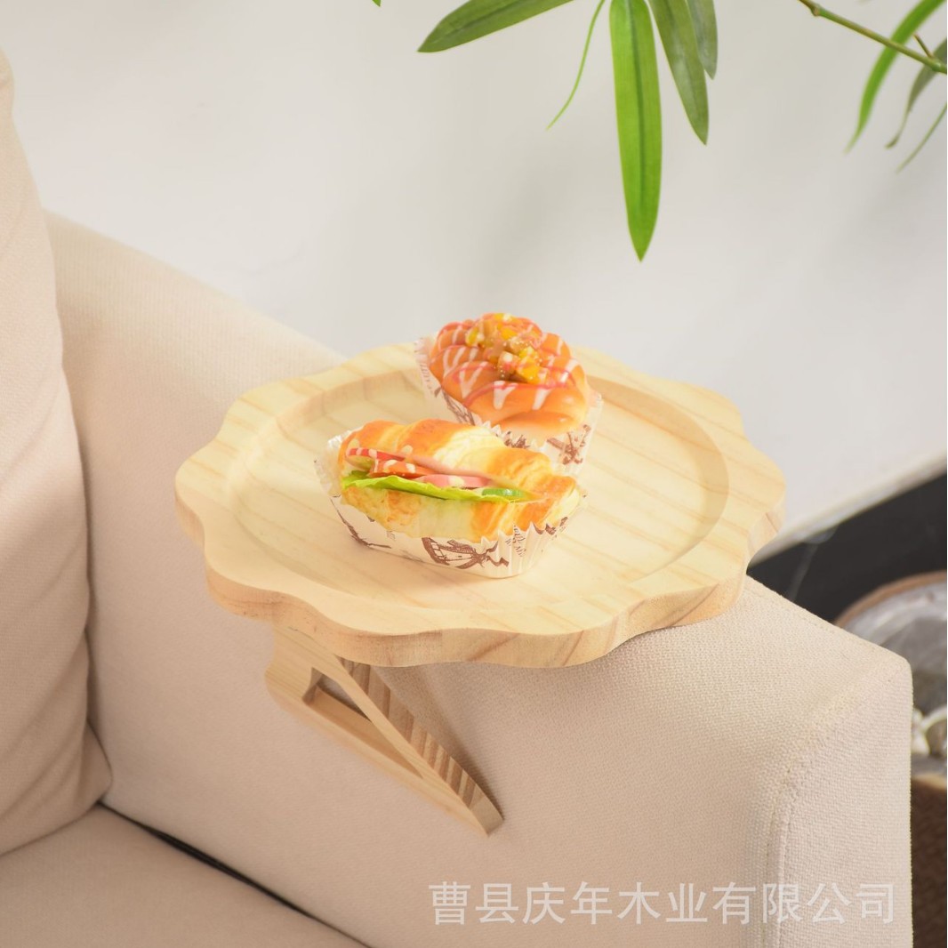Bandeja de sofá de bambú con brazo ajustable, ideal para café, snacks o control remoto