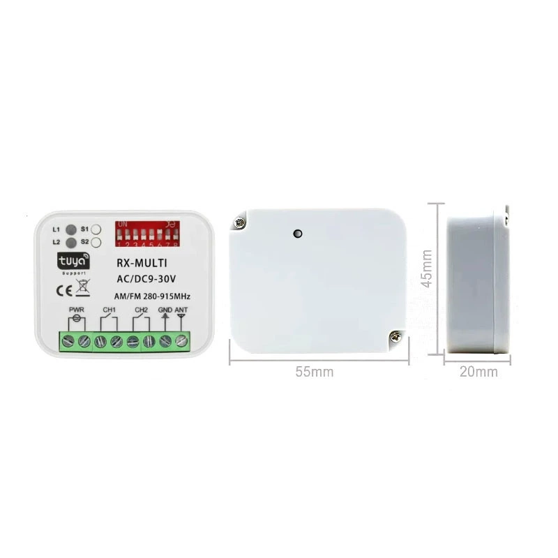 RX-Multi 280-915MHz Tuya WIFI приёмник реле гаражных ворот + RF пульт ДУ DC9-30V