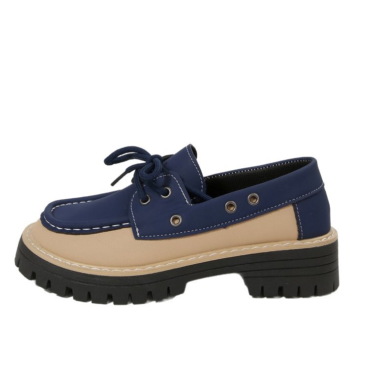 Damesloafers in grote maten met vetersluiting, kleurblokken, casual, lente, nieuwe stijl, enkelschoenen_voghion.com