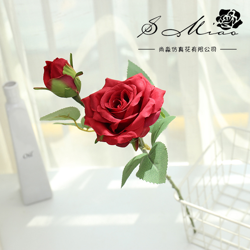JH4375 레드 양머리 싱글 작은 장미
