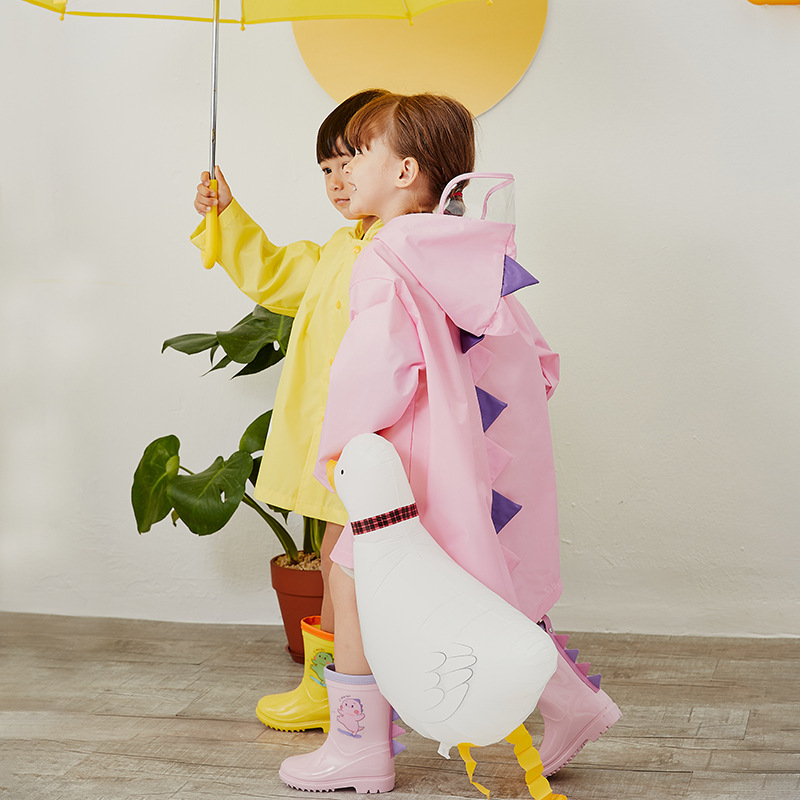 Children's Dinosaur Raincoat Boys' Cape Style Girls' 2024 New Kindergarten Children's Full Body Poncho 2-7 Years Old