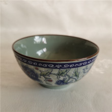 广西高温陶瓷4.5寸青花饭碗复古贴花