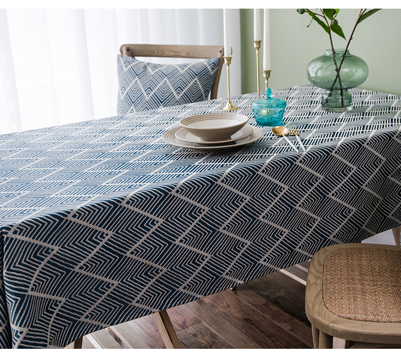 New Style Rectangular Water-repellent Wave Knitted Jacquard Tablecloth Solid Color Tablecloth display picture 6
