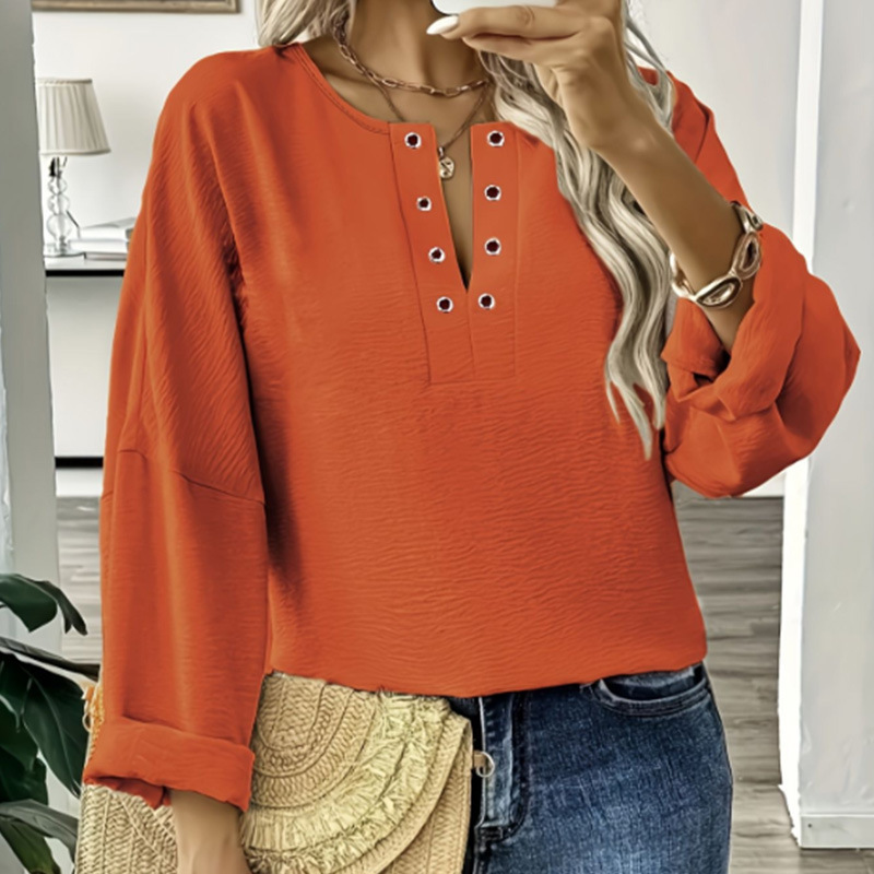 2026 Foreign Trade Cross-Border European and American Style New Women's Clothing Large Quantity in Stock Solid Color Long-Sleeve Fashion Shirts Women's Tops