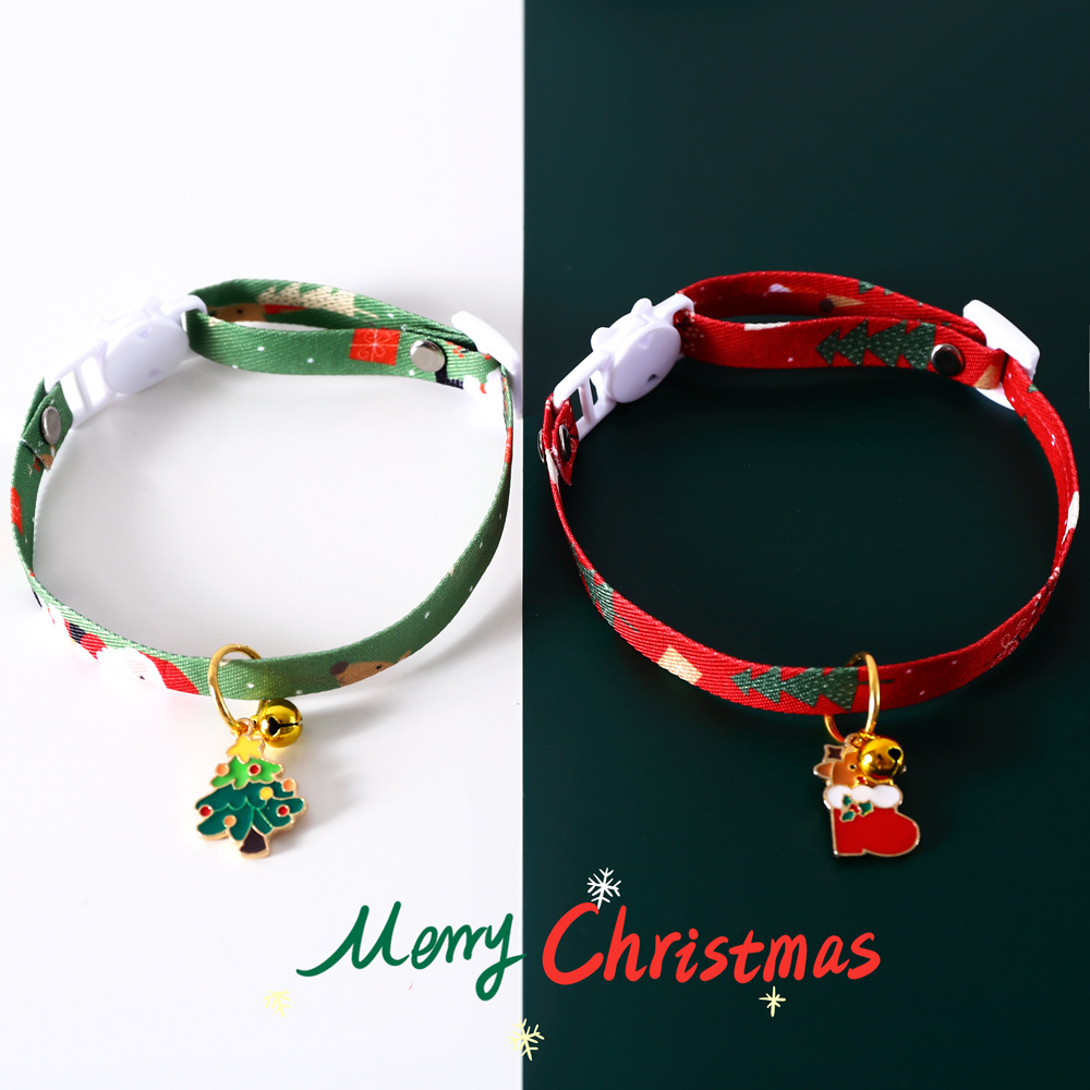 Comercio exterior mascotas colgantes de Navidad collar anti-asfixia perros gatos collar ajustable accesorios calcetines de alce