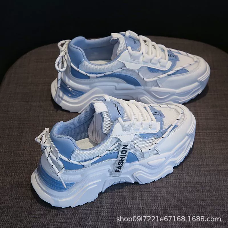 Женские спортивные кроссовки весна 2025, дышащие, легкие, универсальные, повседневные, на толстой подошве, с эффектом увеличения роста, модные сетчатые кроссовки в стиле "dad shoes".