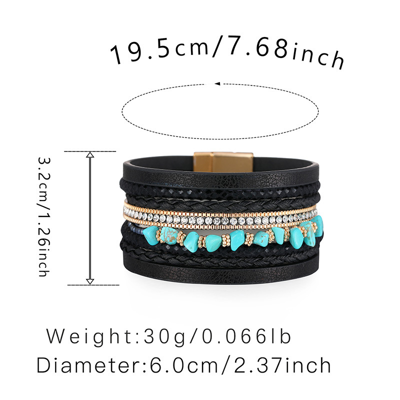 Bohemian Geometric Pu Leather Braid Turquoise Unisex Bracelets