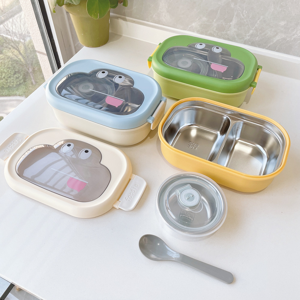 Food grade animal cute lunch box 304 stainless steel bento box partition soup bowl student canteen insulation lunch box