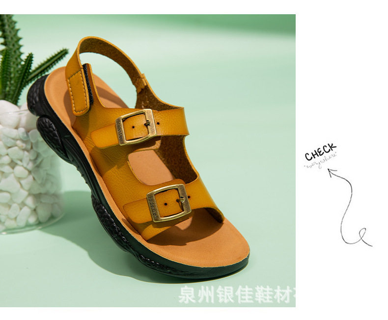 Dép sandal trẻ em bé trai quai dán đế bằng thoáng khí — Kaki, Xanh da trời, Xanh lam đậm chi tiết 14