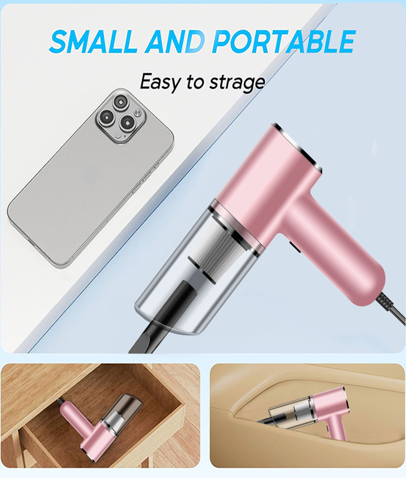 Car Vacuum Cleaner, Handheld Mini Car Vacuum Cleaner, Large Suction Power, Wired Dust Blower, Small Pet Hair Vacuum Cleaner
