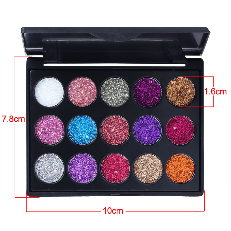 New Style 15 Colors Shiny Sequins Glitter Powder Eye Shadow Plate display picture 2