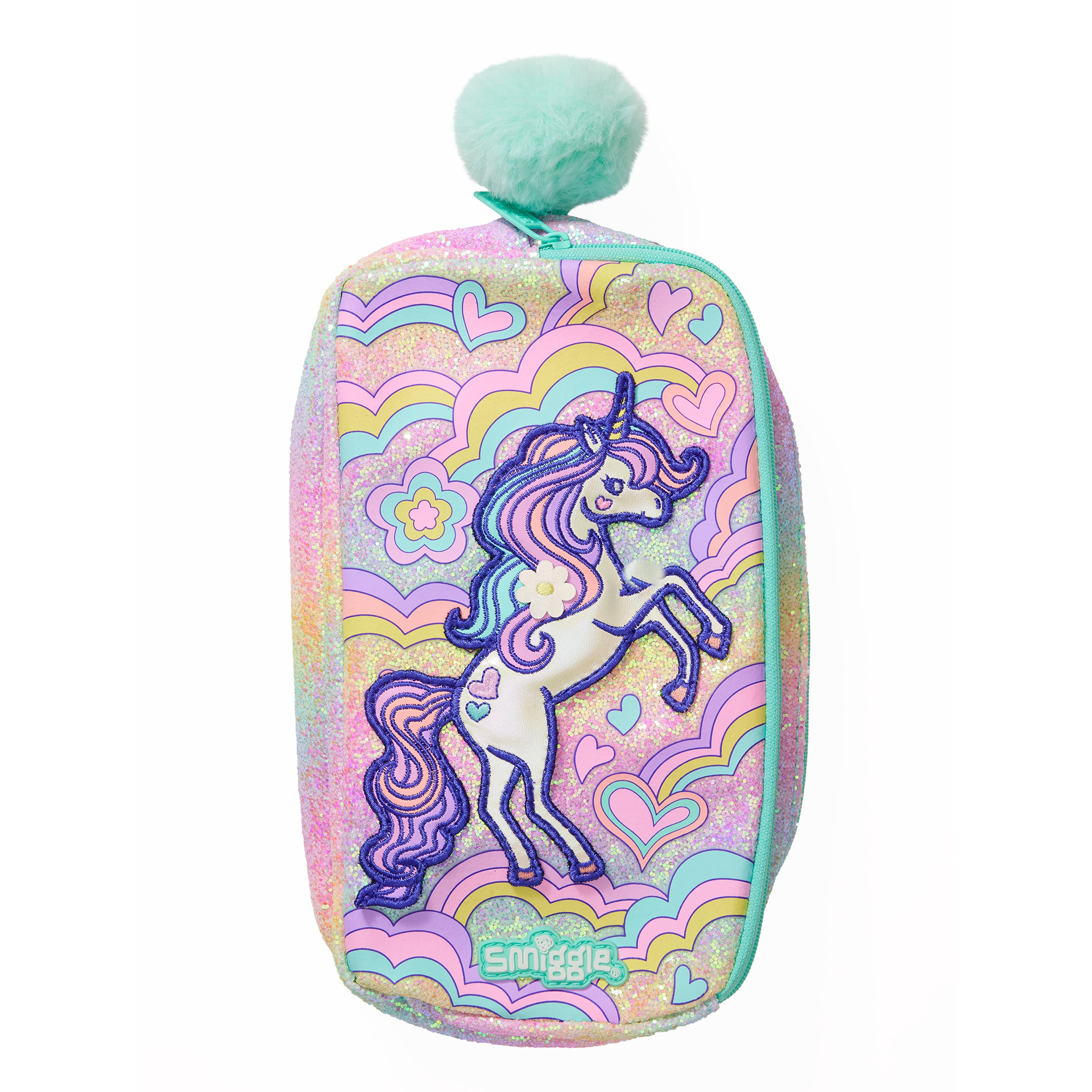 Green rainbow double-layer small clutch bag, unicorn