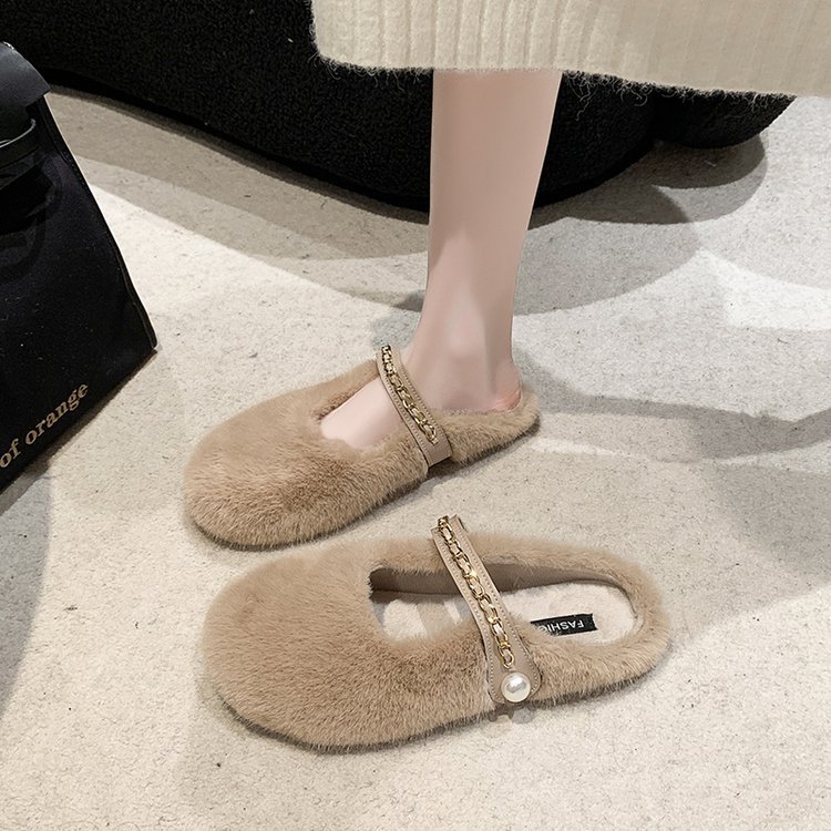 Pantofole in peluche da donna comode morbide bianche in cotone_voghion.com