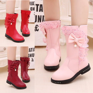Girls' Boots Autumn and Winter 2025 New Korean Style Kidsren's High Boots Medium and Large Kidsren's Girls' Single Boots Princess Boots