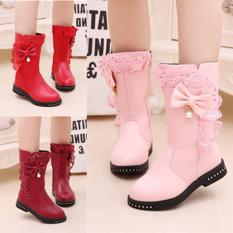 Children's Boots for Autumn and Winter 2024, Korean Version, for Older Girls and Young Women, Knee-High Boots