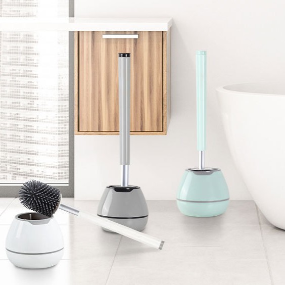 Cepillo de inodoro de silicona sin ángulo muerto para limpiar el inodoro y lavar la cabeza del cepillo de inodoro, inodoro doméstico, cepillo de limpieza de baño