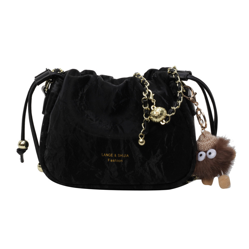 Bolsa de cordón de cadena de sentido de alta calidad para mujer 2025 nuevo bolso de hombro popular de todo fósforo bolso de cubo de textura de nicho de moda