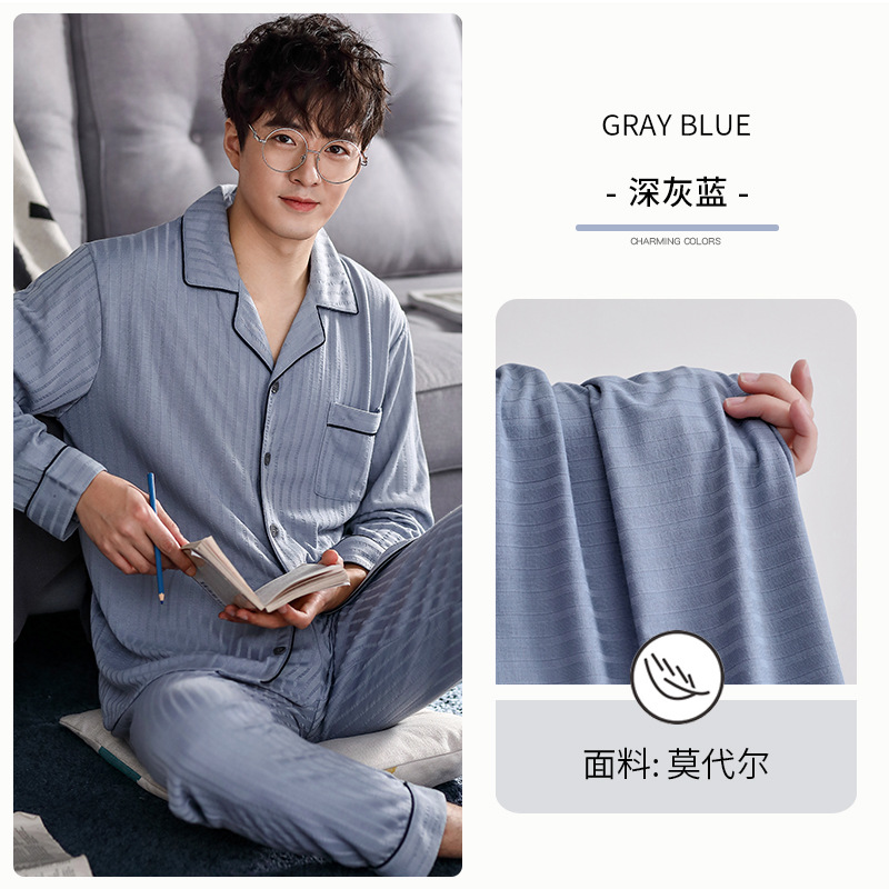 Pijamas hombres primavera y otoño 100% algodón de manga larga homewear verano Delgado aire acondicionado ropa suelta más traje de tamaño