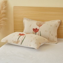 加厚纯棉纱布枕巾可固定防滑不脱落枕头盖巾轻奢高级感防头油枕巾