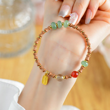 批发老山檀木竹节玉石白水晶红玛瑙手串复古风格景区寺院文玩爆款